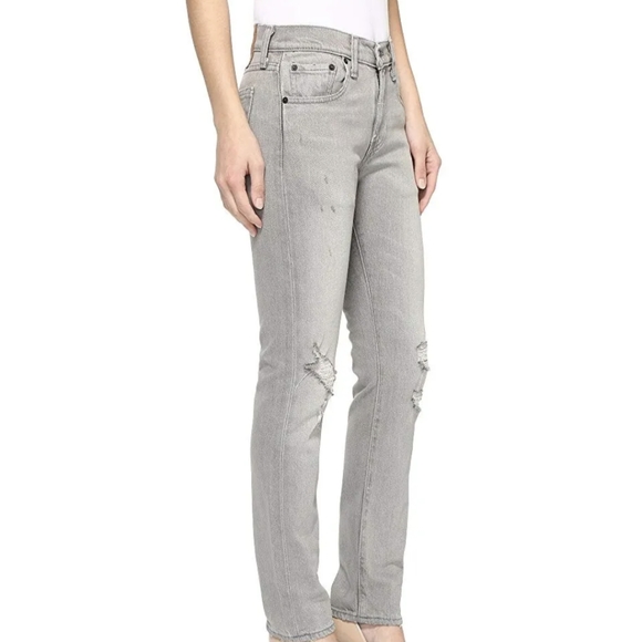 Levi's 505 C Straight Leg Gray Distressed Jeans 26x30 - Picture 3 of 7